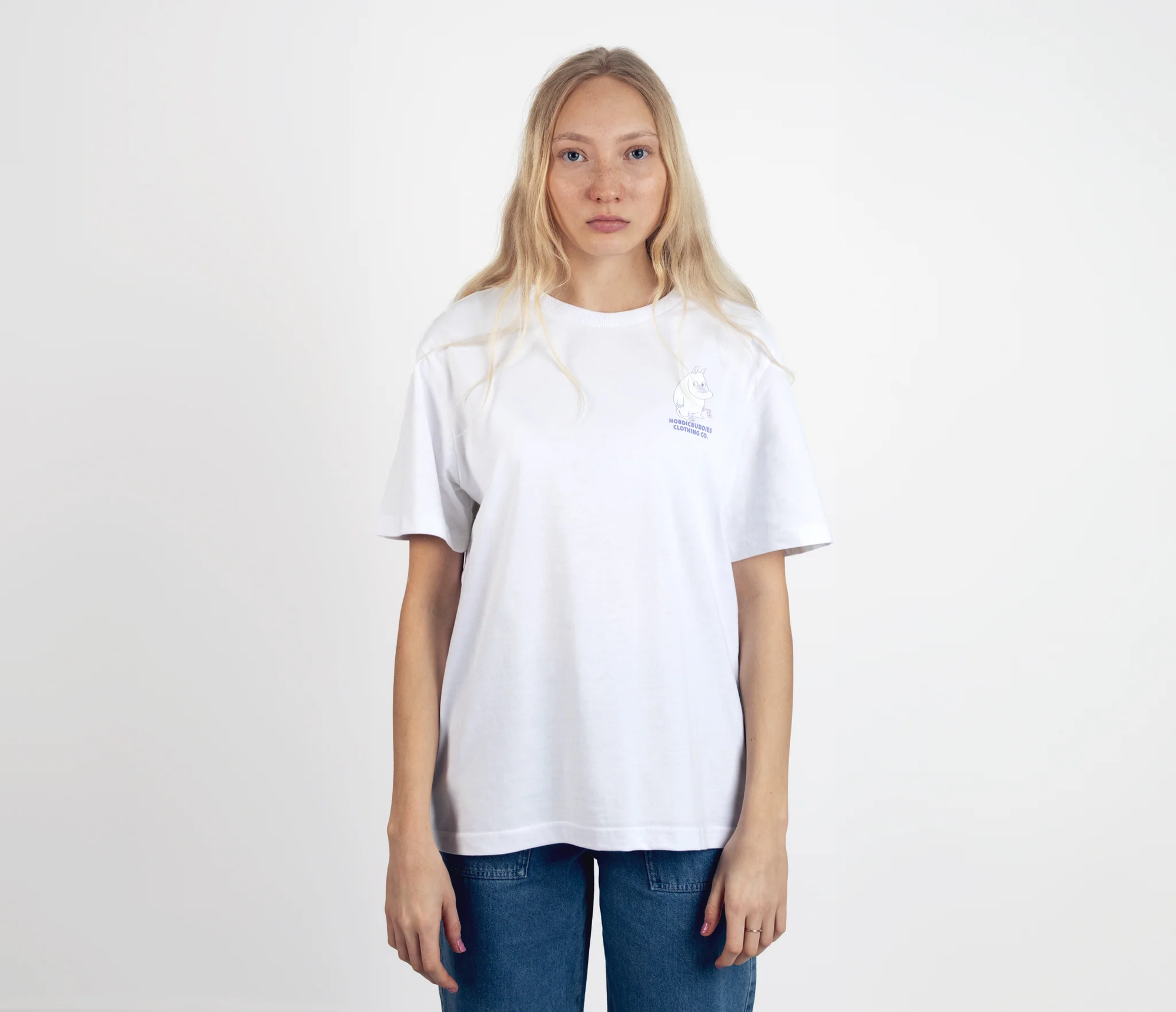White Moomintroll Flower Cotton T Shirt for Women