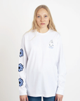 White Unisex Longsleeve Shirt with Moomintroll Flower Design