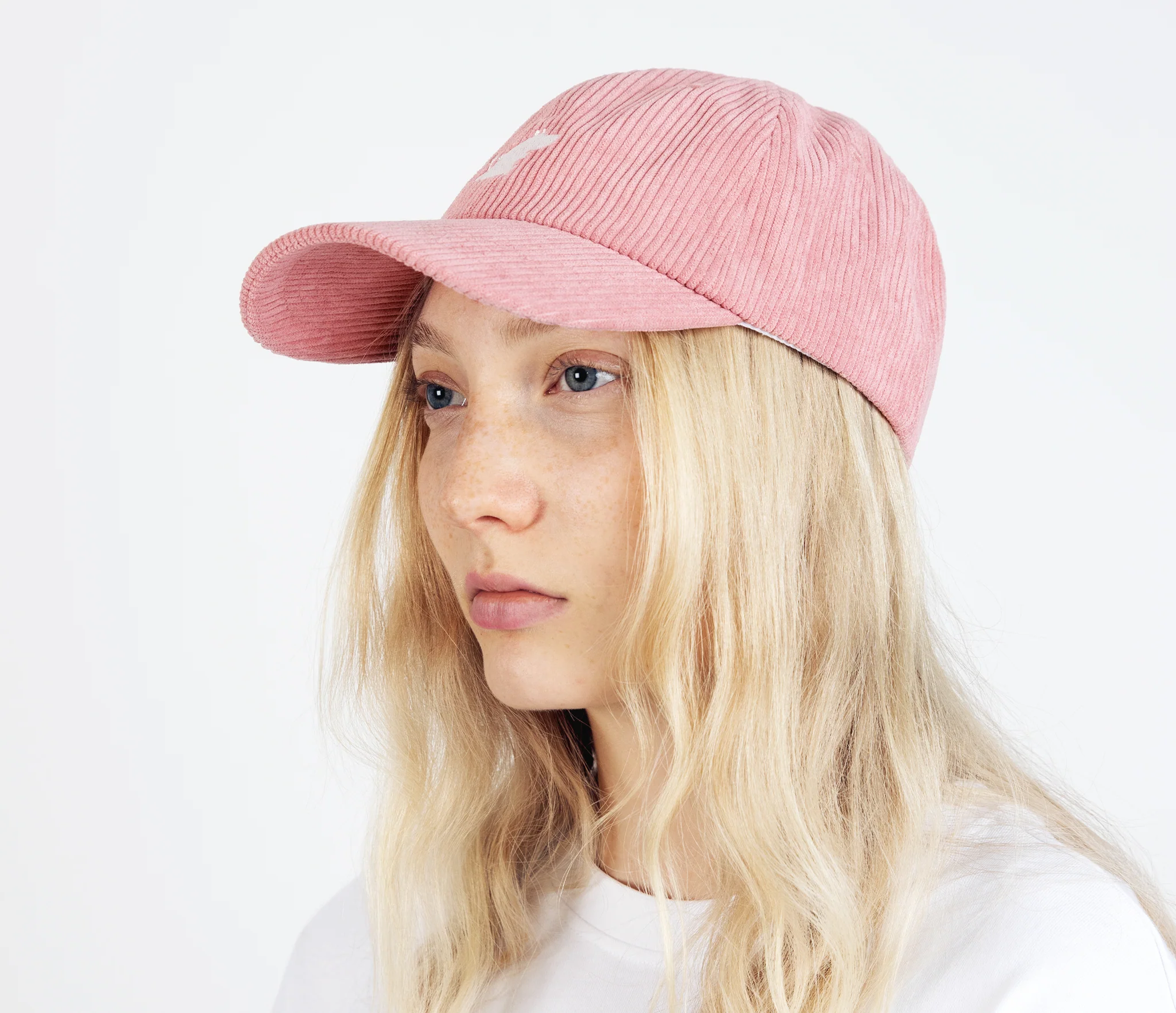 Pink Corduroy Cap with Embroidered Moomintroll