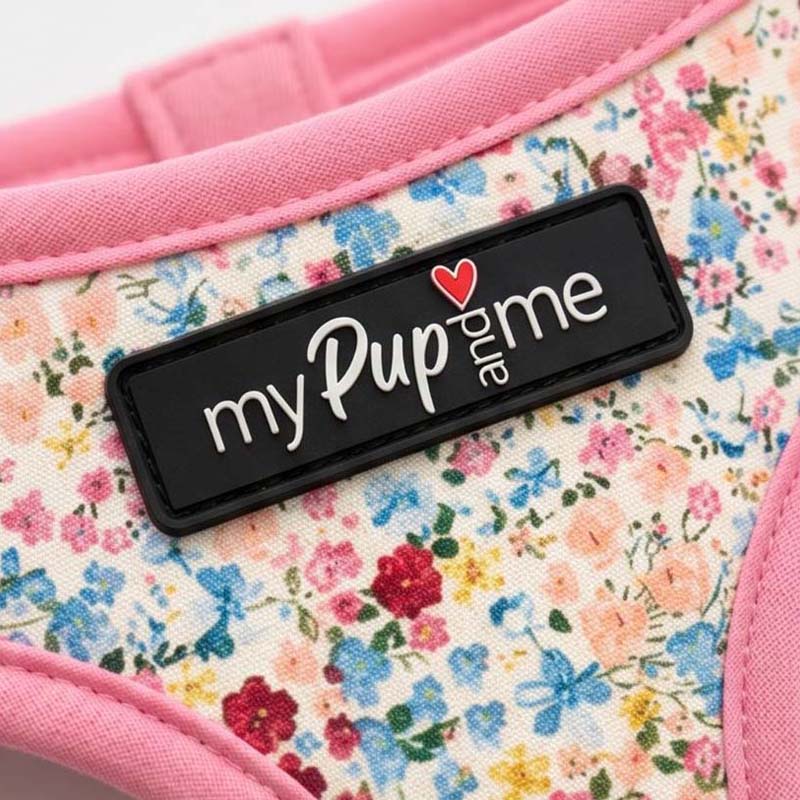 Luxury Blue Meadow Floral Dog Harness for Chihuahuas, Toy Breeds &amp; Puppies