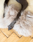 Natural Sheepskin Dog Toy - Bone - Beige