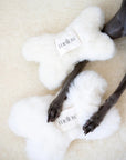 Natural Woolen Dog Toy - Bone - White