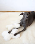 Natural Sheepskin Dog Toy - Bone - Beige