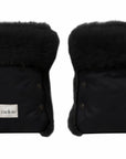 Waterproof Natural Sheepskin Stroller Hand Muffs - Black