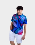 Aixo Abstract Mens Top Multicolour Dark