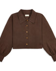 Freya Linen Cropped Blouse  - Chocolate