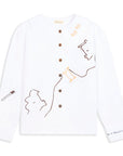 Eat Together Embroidered Claudine Linen Blouse - White  x Sshepaints