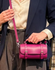 Handmade Leather Bowler Bag - Magenta