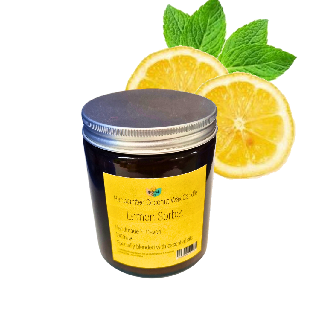 Lemon Sorbet Hand-Poured Coconut Wax Candle | Citrus &amp; Natural Aromatherapy | Vegan, Eco-Friendly Candle | 2 Size Options