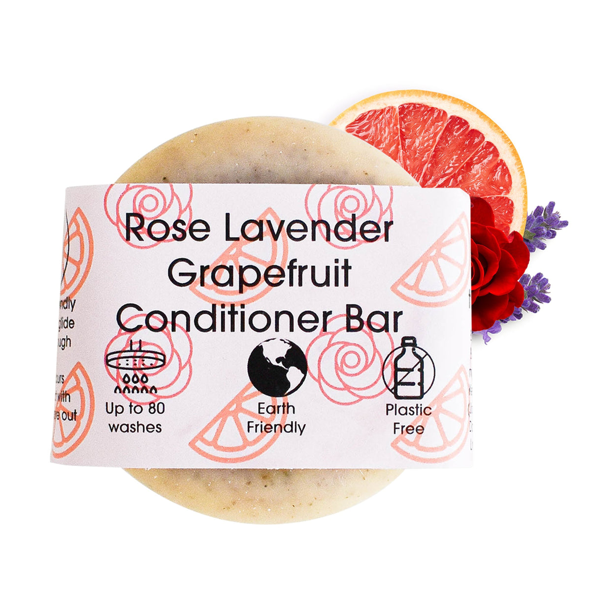 Rose, Grapefruit &amp; Lavender Solid Conditioner Bar | Natural Hair Conditioner for All Hair Types | Vegan, Plastic-Free Hair Care