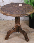 Manka Round Wooden Pedestal Side Table