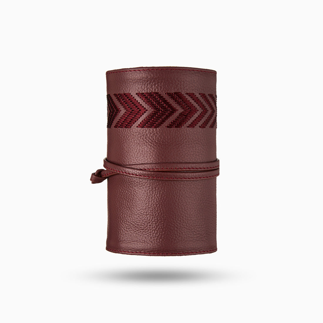 Premium 6-piece mobile accessories kit, genuine cowhide leather and suede, power bank, charging cables, adaptor, UK EU US AU charger, 12-month warranty, Gaucho TechRoll Bordeaux Red by MANTIDY at brixbailey.com