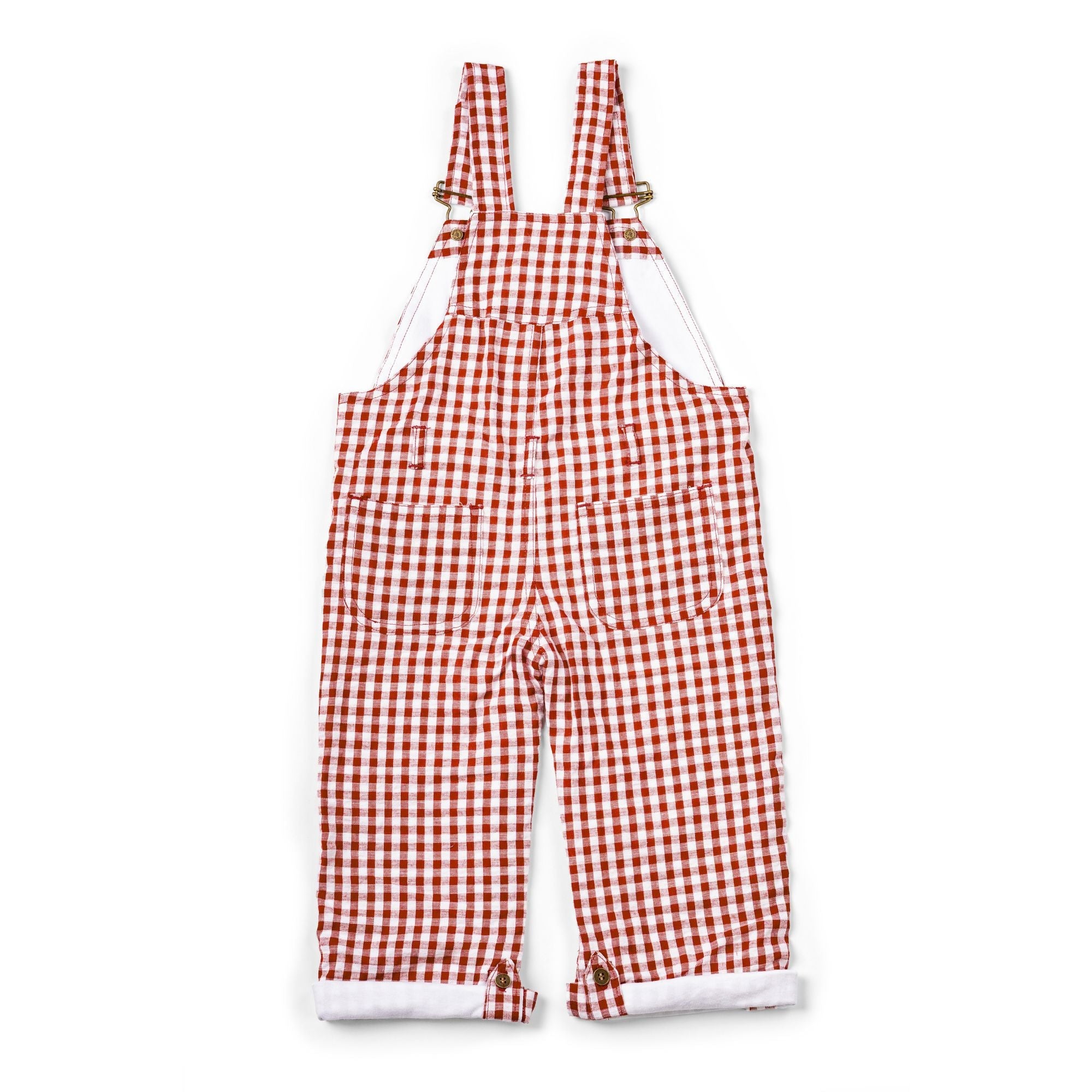 Maroon Check Seersucker Dungarees