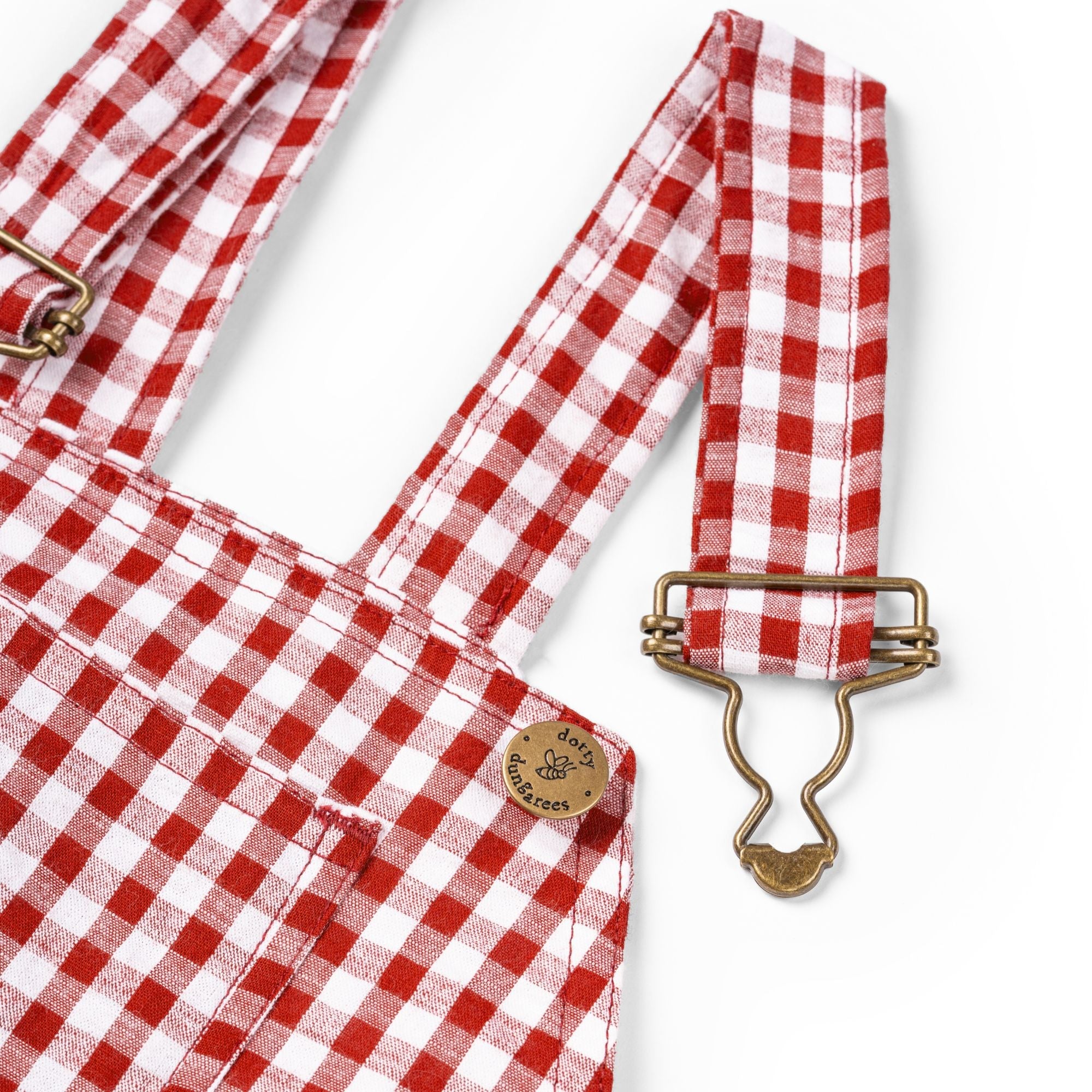 Maroon Check Seersucker Dungarees