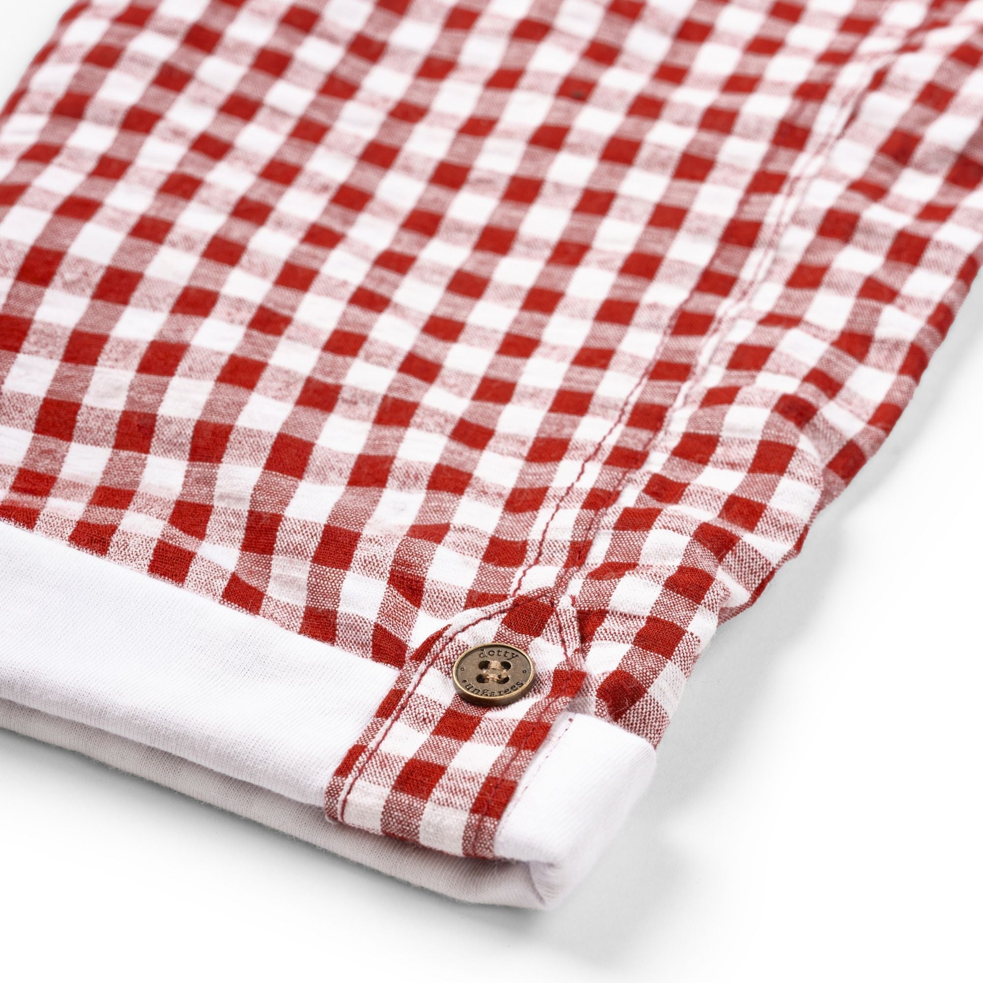 Maroon Check Seersucker Dungarees