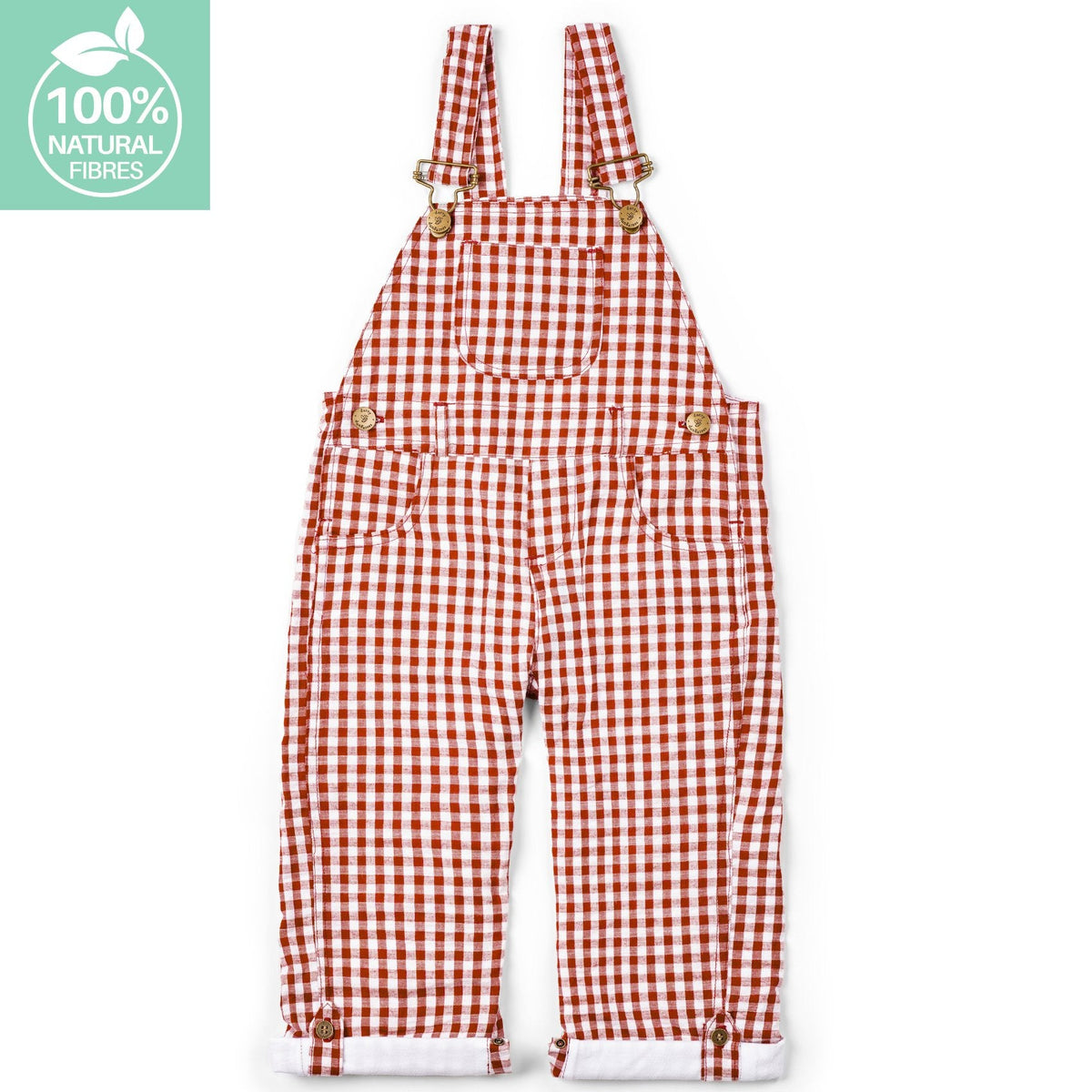 Maroon Check Seersucker Dungarees