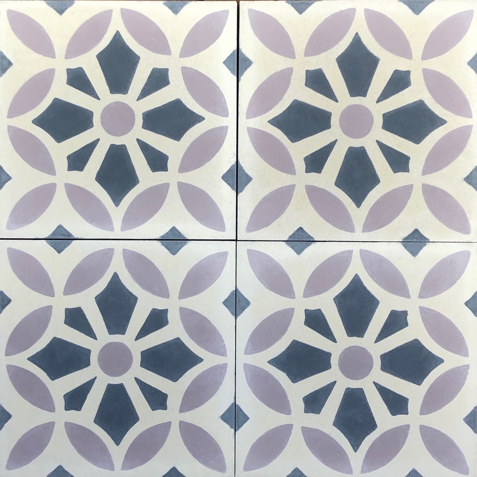 Luxury MAROQ blue and white cement floor tiles, traditional Moroccan design by Maria Starling, premium handcrafted bathroom and kitchen tiles by Maria Starling Design at brixbailey.com