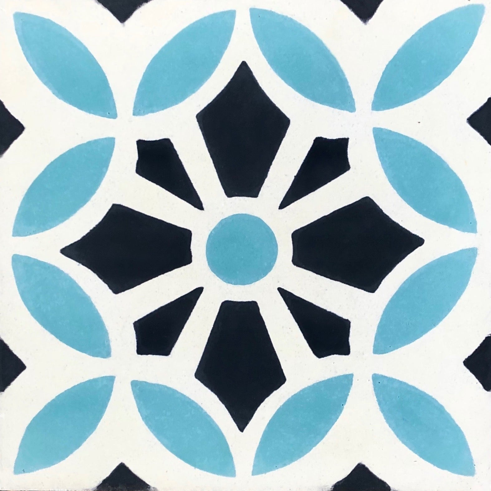 Premium MAROQ cement tiles, blue and white Moroccan floor and wall tiles, luxury handcrafted timeless design by Maria Starling by Maria Starling Design at brixbailey.com