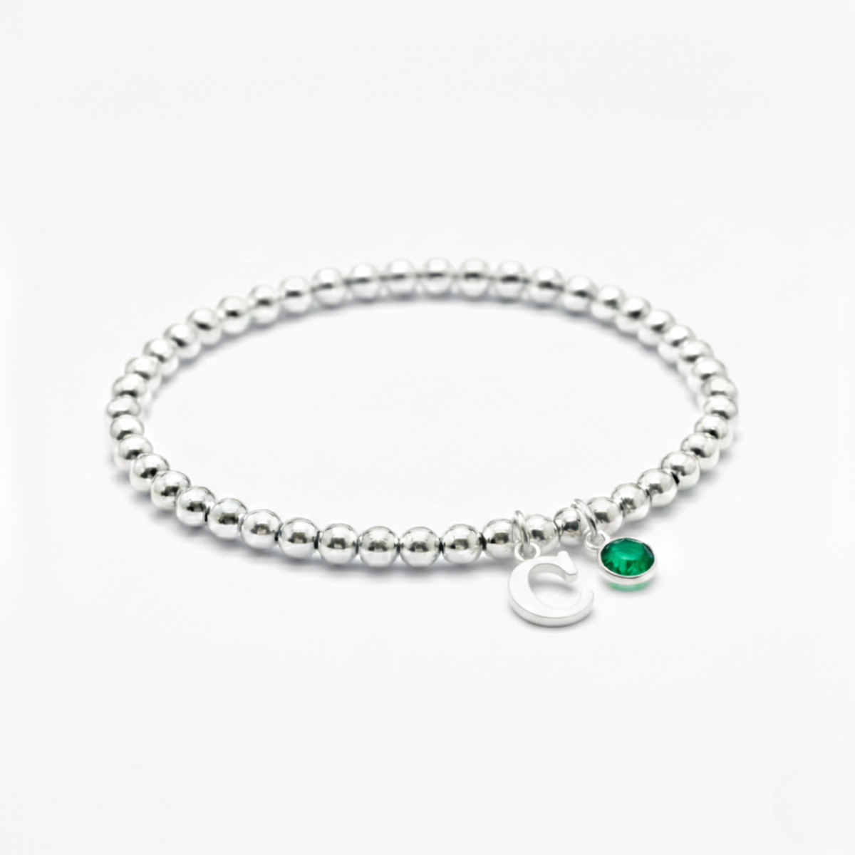 Personalised May Birthday Initial Letter &amp; Birthstone Bracelet