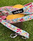 Luxury Blue Meadow Floral Dog Lead for Chihuahuas, Toy Breeds & Small Puppies