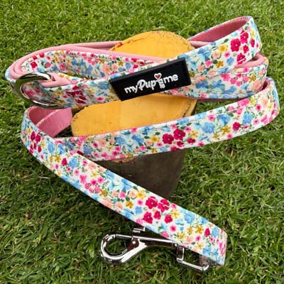Luxury Blue Meadow Floral Dog Harness for Chihuahuas, Toy Breeds &amp; Puppies