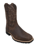 Men's 12" Steel Toe Work Western Brown Leather Boots-1