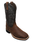 Men's 12" Work Western Square Toe Black/Brown Leather Boots-1