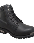 Men's 6" Reflective Double Zipper Biker Black Leather Boots-1