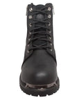 Men's 6" Reflective Double Zipper Biker Black Leather Boots-4