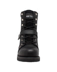 Men's 8" Zipper Lace Black Leather Boots-2