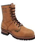 Men's 9" Brown Steel Toe Logger Leather Boots-0