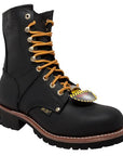 Men's 9" Steel Toe Logger Black Leather Boots-0