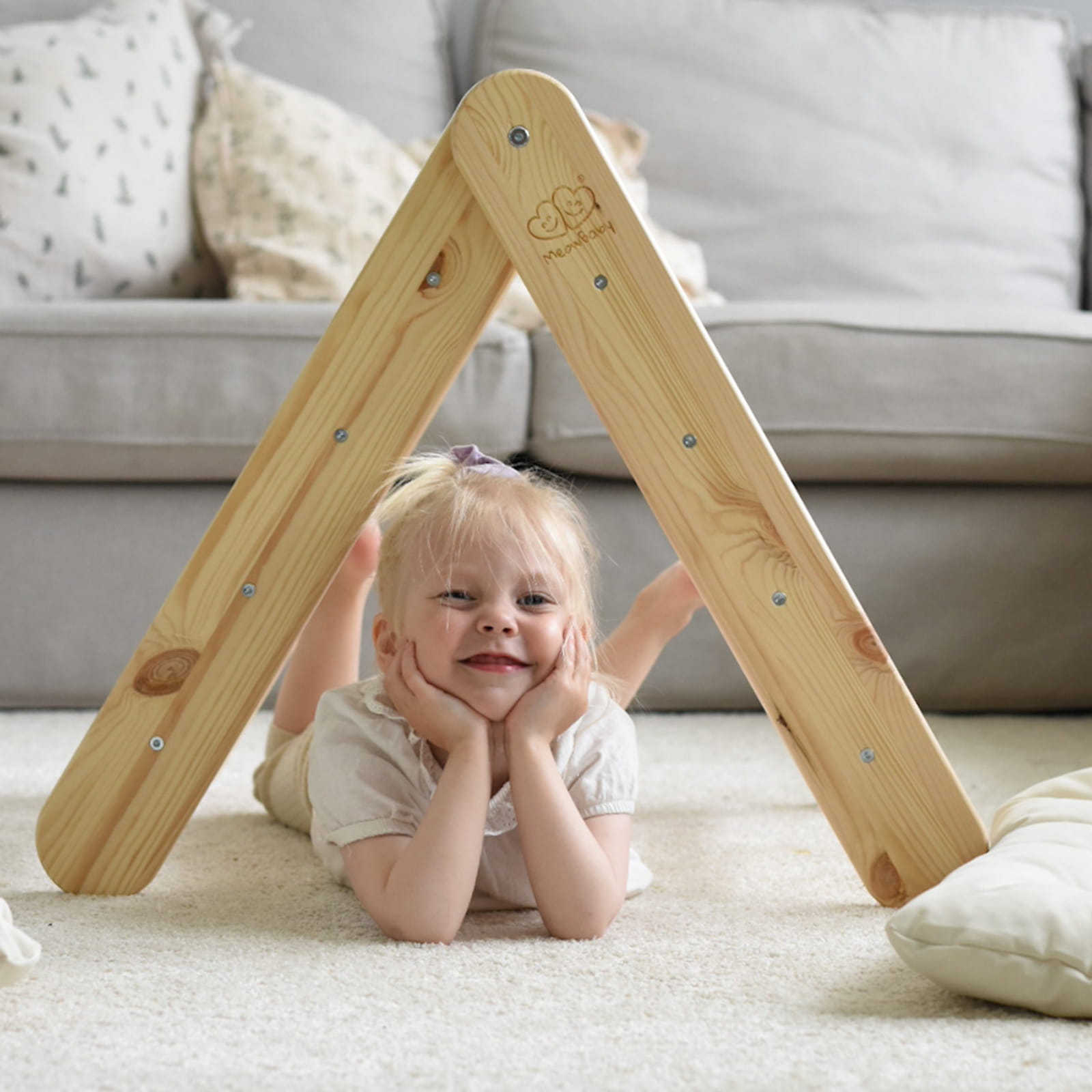 MeowBaby Montessori Triangular Ladder – Wooden Gym &amp; Play Teepee by MeowBaby at www.brixbailey.com