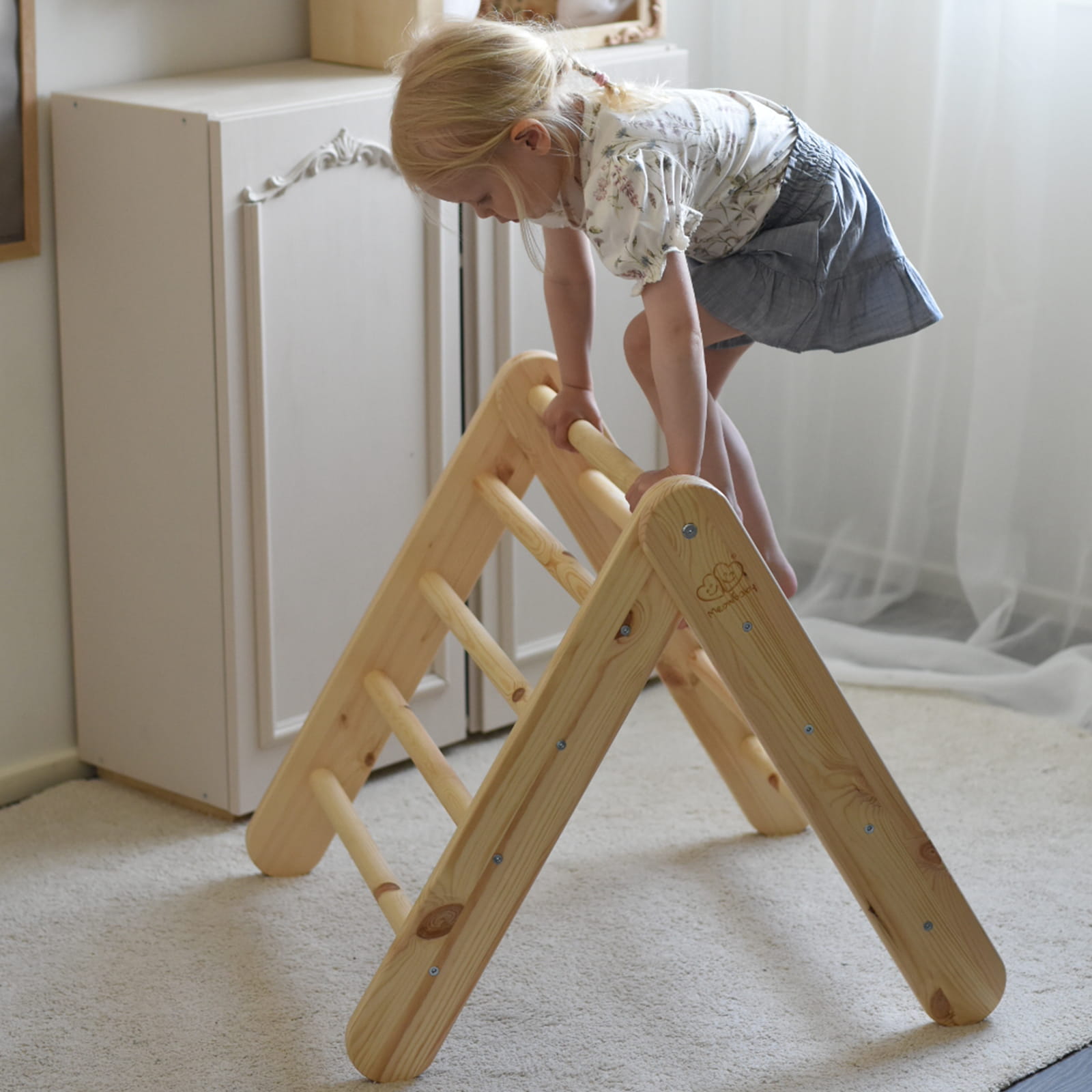 Wooden Climbing Ladder Natural Wood