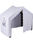 Large Natural Wood Ladder House With a Blue-Grey Cover