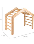 Large Natural Wood Ladder House With a Blue-Grey Cover