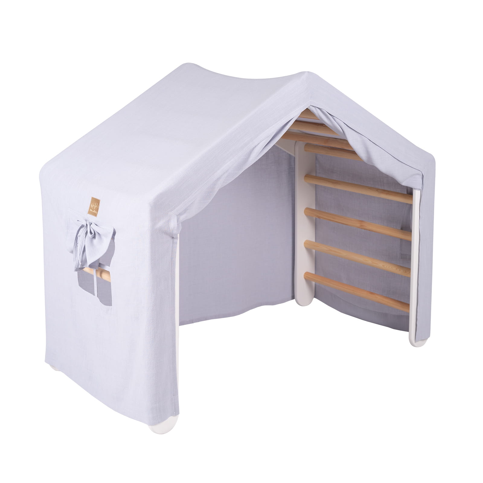 Large White Ladder Playhouse with Blue Grey Cover