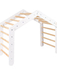 Large White Ladder House With a Pink Cover