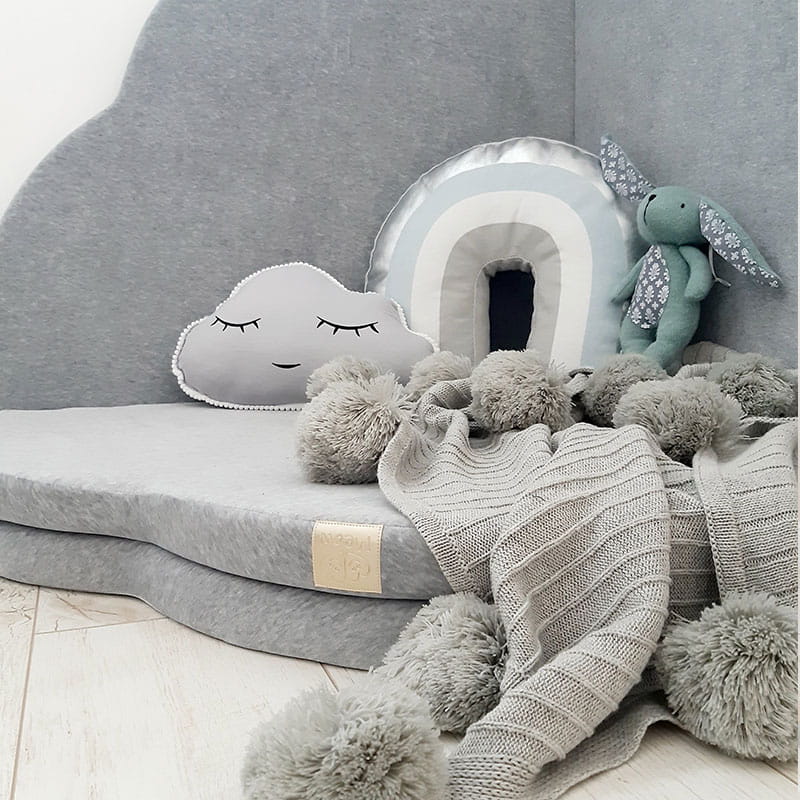 Cloud Shaped Light Grey Velvet Play Mat