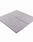 Square Light Grey Velvet Play Mat for Kids