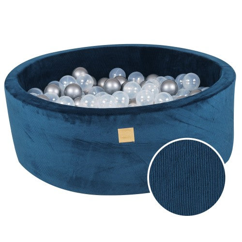 Round Blue Velvet Ball Pit with 200 Sensory Balls