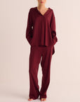 Merlot Washable Organic Stretch Silk Retro Shirt and Bottoms Set