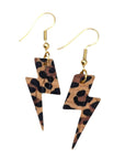 Mini leopard print lightning bolt earrings