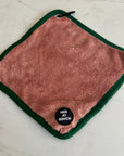 Mini Dog Towel + Clip, Dusty Pink & Green
