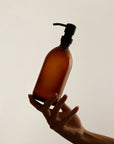 Amber Glass Dispenser Stainless Steel Pump