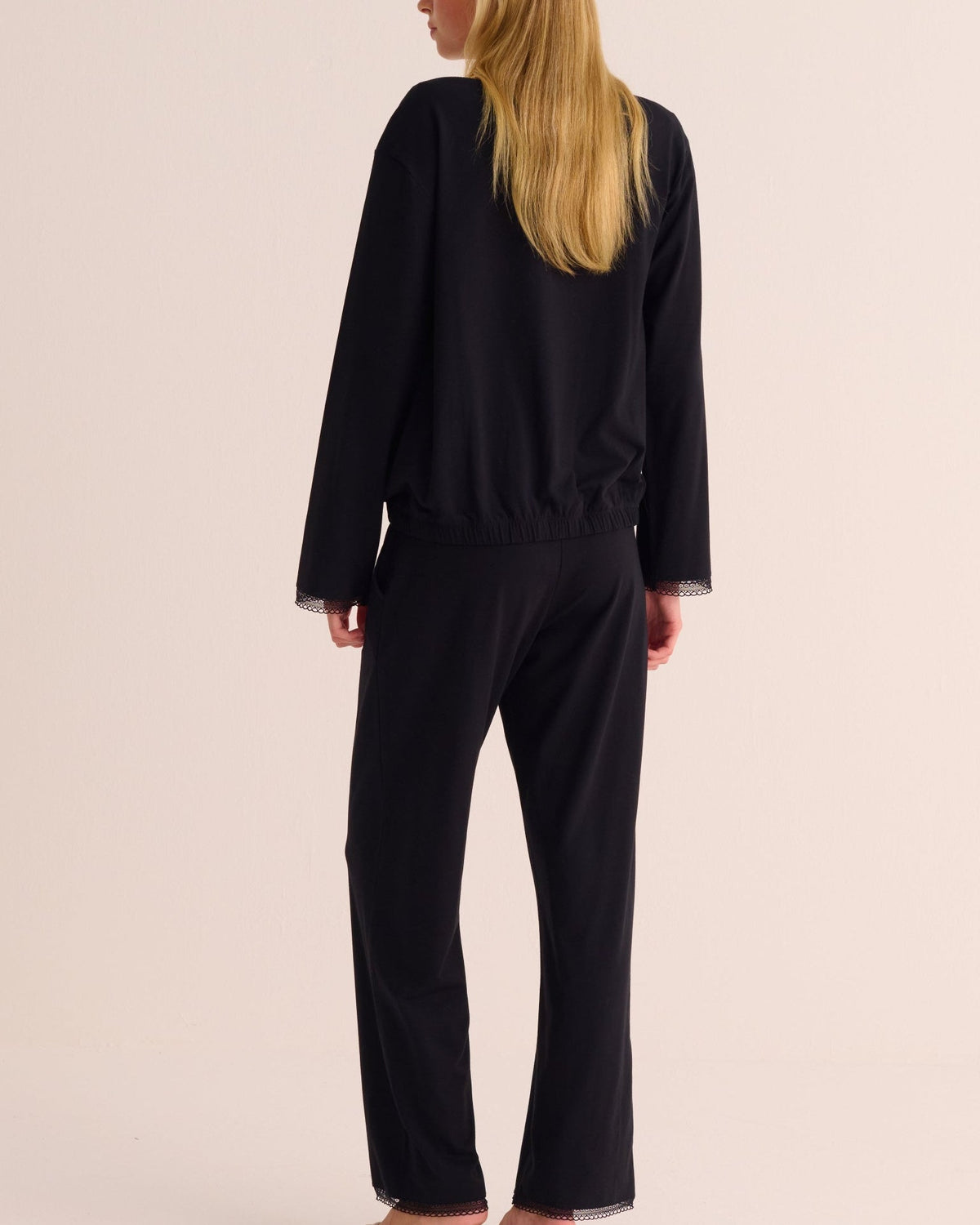 Cotton Modal Pyjama Set with Lace Trim