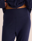 Navy Ribbed Modal Hero Shirt and Cuffed Leggings Set