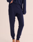Navy Ribbed Modal Hero Shirt and Cuffed Leggings Set