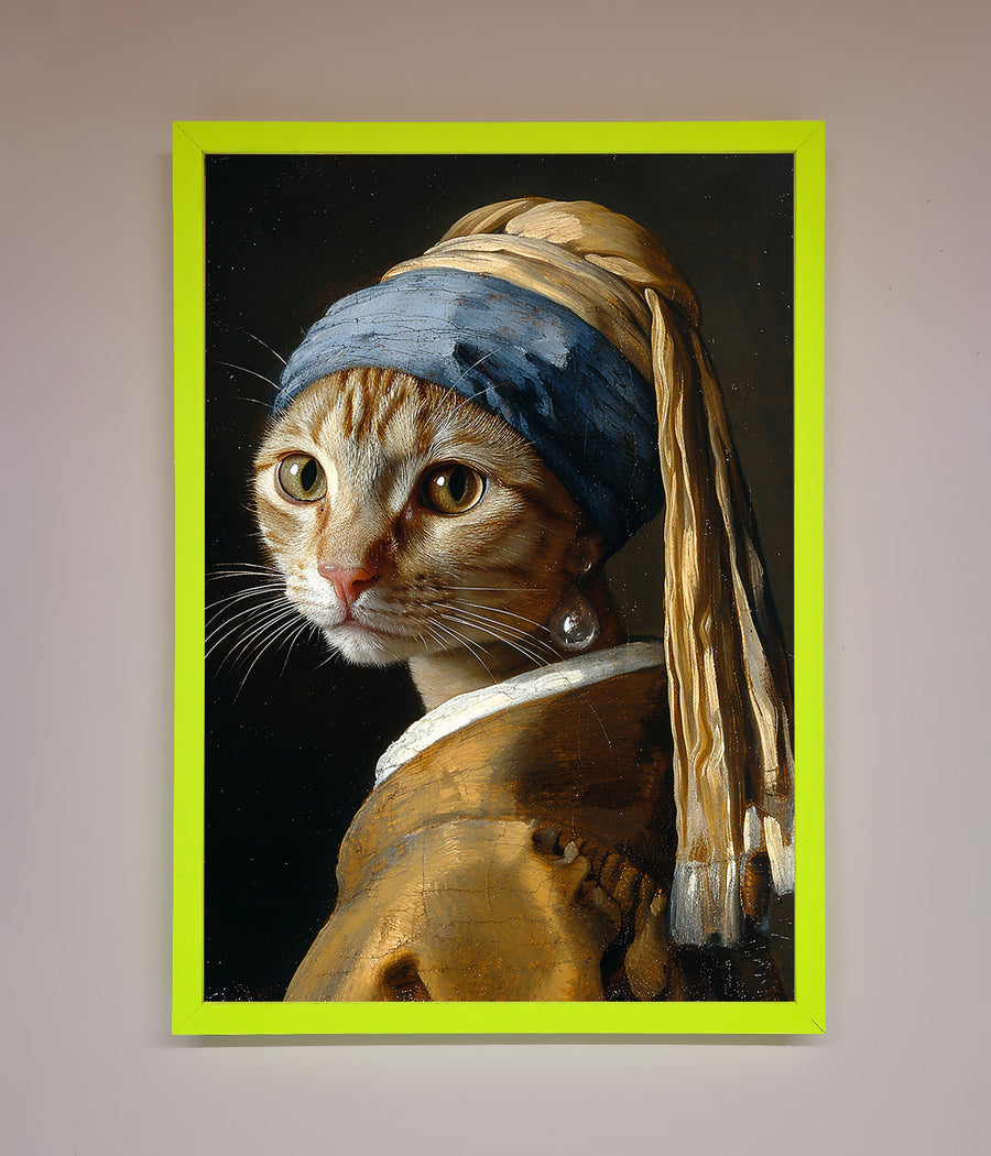 Luxury Mona Lisa cat framed poster, stylish and trending wall art decor by Zestio at brixbailey.com