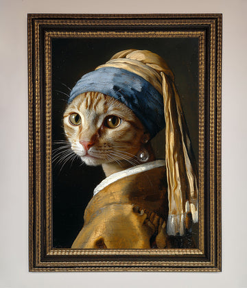 Mona Lisa cat framed poster, luxury vintage art print, stylish home decor, trending best-selling wall art by Zestio at brixbailey.com